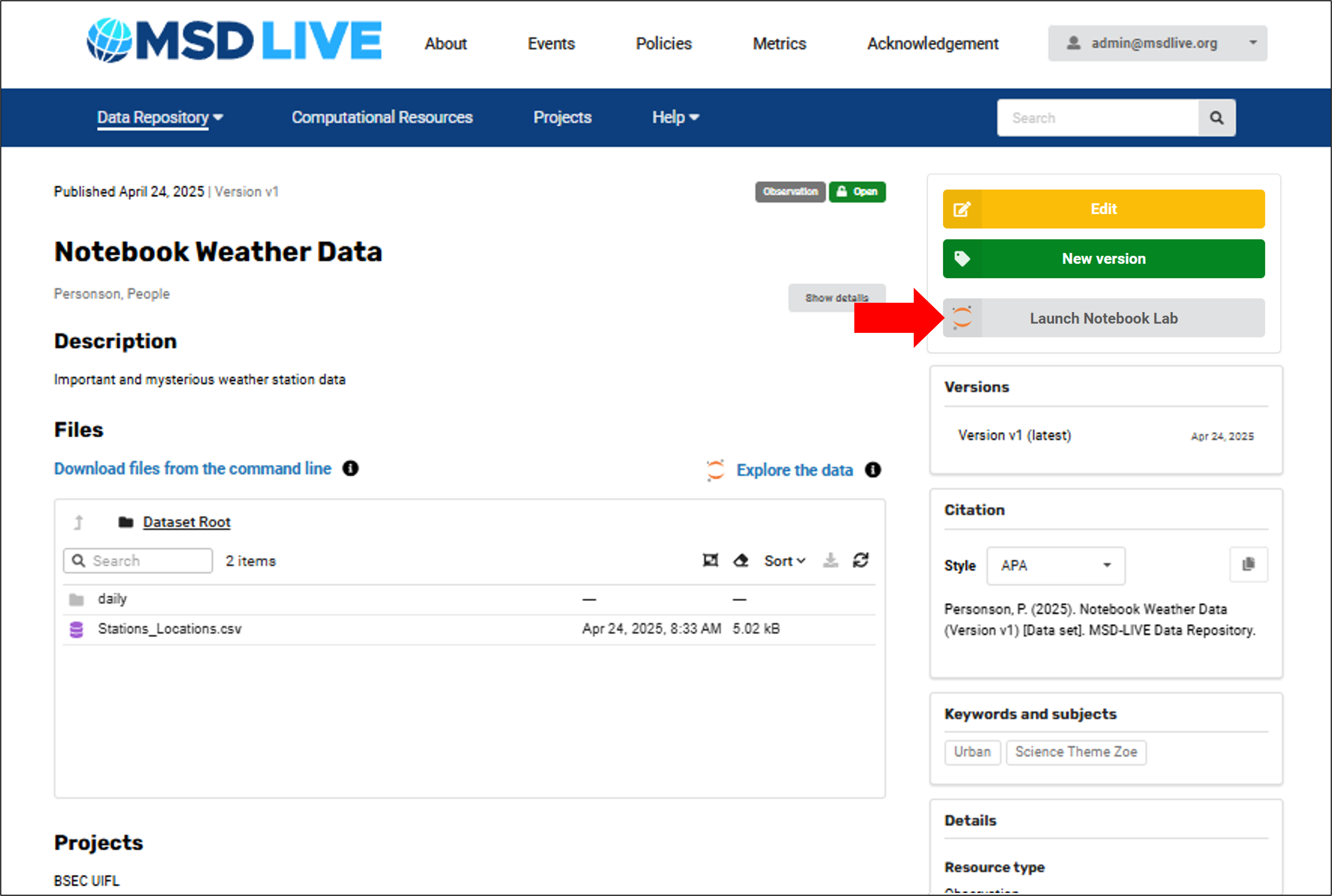 Launch Notebook Lab Button from Dataset Landing Page